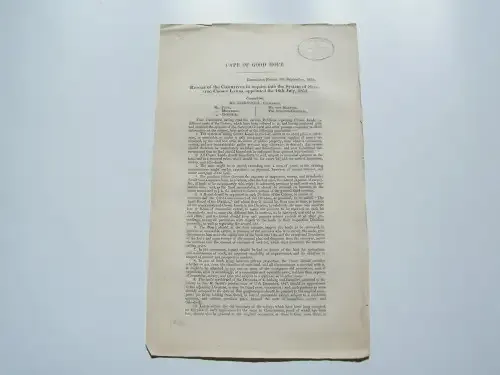 1854 Cape of Good Hope Report on the system of selling Crown Lands - Chairman JF Ziervogel