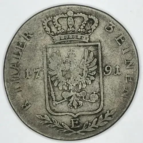 1791 E German States Prussia Silver 1/3 Thaler