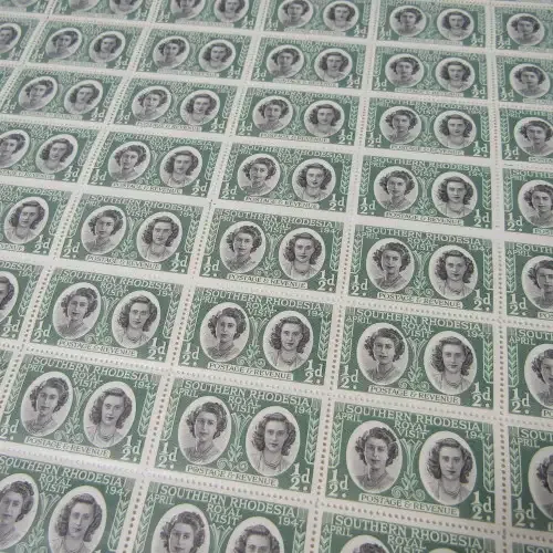 Southern Rhodesia stamps - full sheet SACC 64 - Royal Visit 1947 - Sheet no. 410