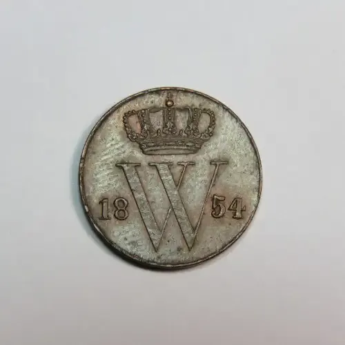 1854 Netherlands copper 1/2 cent - AU