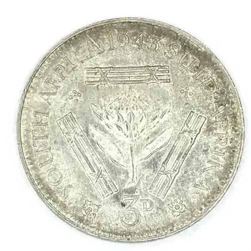 1943 SA Union 3 Pence Tickey - Uncirculated