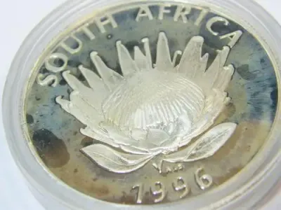 1996 South Africa proof silver Protea R1 constitution - as per photo