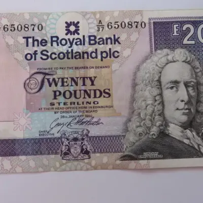 The Royal Bank of Scotland 28 January 1992 Twenty Pounds some creases but excellent