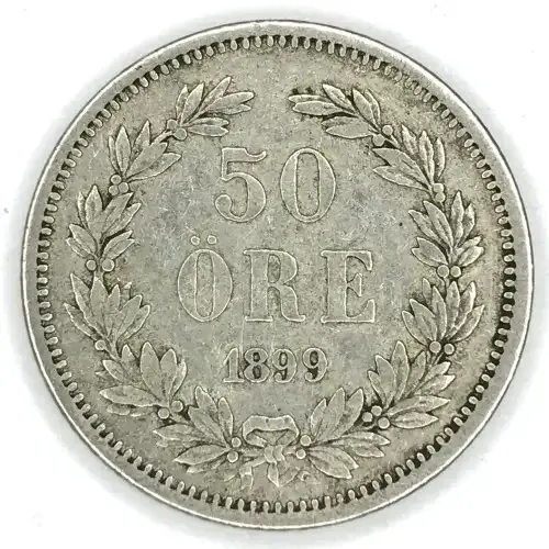 1899 Sweden Silver 50 ORE - VF