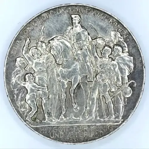 1913 German Prussia Drei Mark 100 years defeat of Napoleon - AU