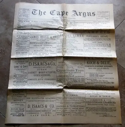 The Cape Argus dated January 2, 1896 - decent condition