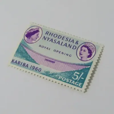 Rhodesia and Nyasaland SACC No. 38 Dam Wall - mint hinged with shift of purple printing