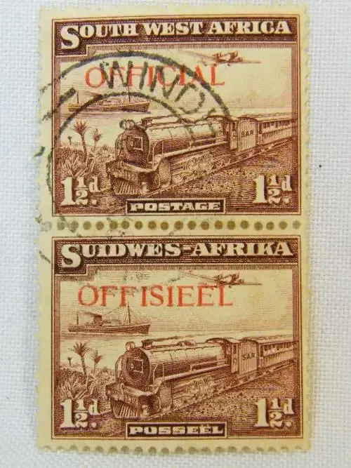 South West Africa SACC 17 official stamp pair used - as per photo