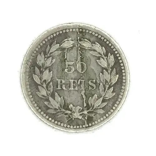 1893 Portugal 50 Reis with massive die flaw