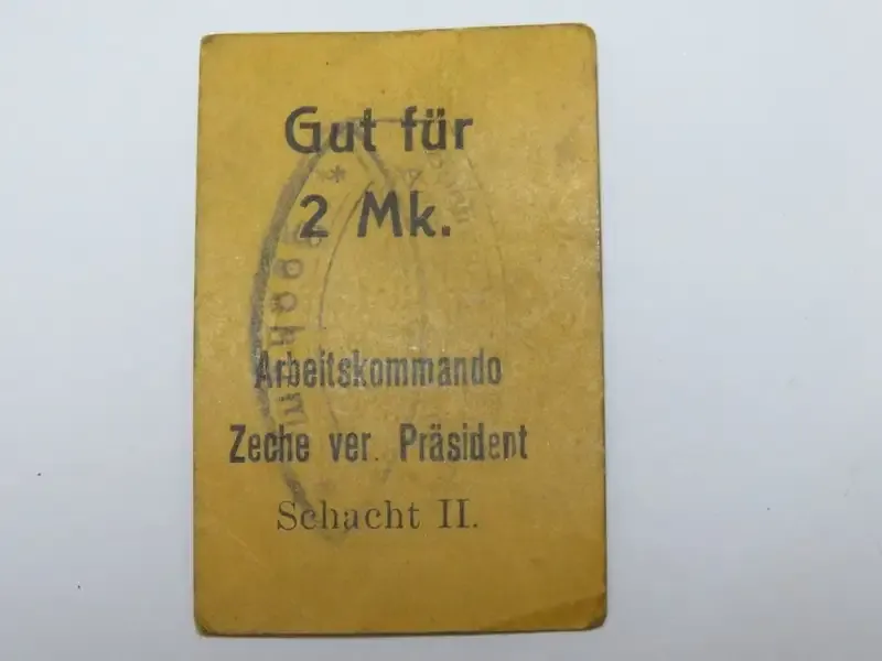 German WW1 Arbeidskommando 2 Mark `Good for` POW currency token