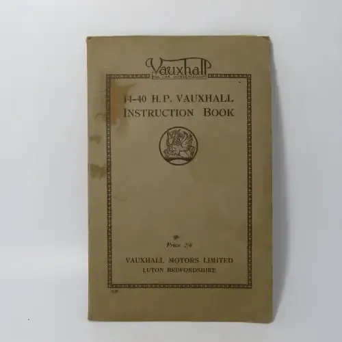 Vauxhall 14-40 H.P. Instruction book