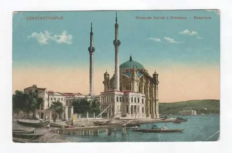 Post card send from Constantinople, Turkey to Cannes, France with British One Penny stamp