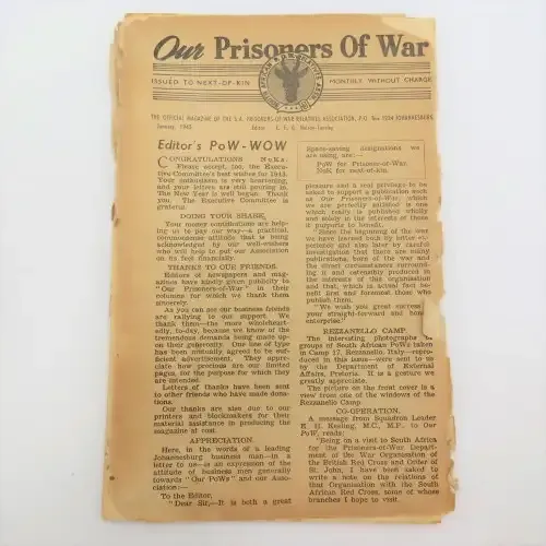 WW2 Information newspaper - Our prisoners of War January 1943 - loose outer pages