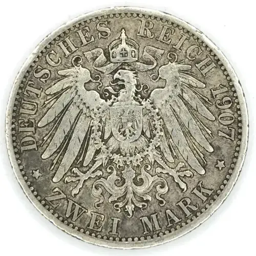 1907 a German States Prussia 2 Mark - XF - Excellent