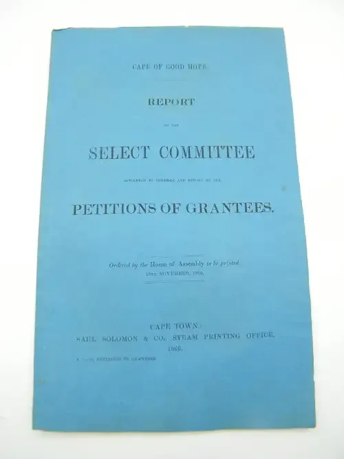 1866 Cape of Good Hope report on the petition of grantees regarding occupation of land