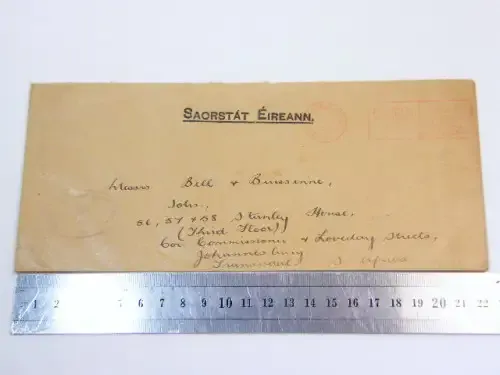 Postal cover dated 16 January 1933 used in Saorstat Eireann ( Irish Free State )