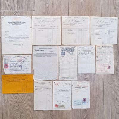 Lot of Antique receipts from Cape Town dealers