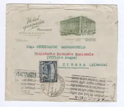 1933 Cover Columbia to Albania on Hotel Granada stationary