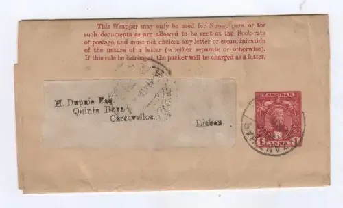 1897 Newspaper wrapper from Zanzibar to Lisbon, Portugal