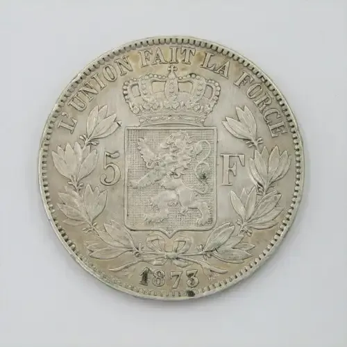 1873 Belgium Silver 5 Francs