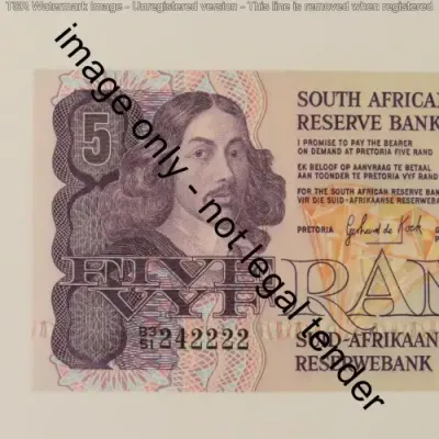 GPC de Kock 2nd issue R5 banknote uncirculated with nice number 242222