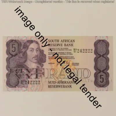 GPC de Kock 2nd issue R5 banknote uncirculated with nice number 242222