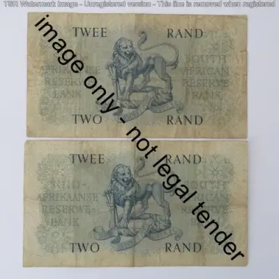 G Rissik First issue R2 banknotes - Lot of 5 - All different numbers