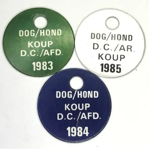 3 Dog Licenses - Koup 1983, 1984 and 1985 - All no. 1717