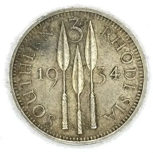 1934 Southern Rhodesia Threepence - XF