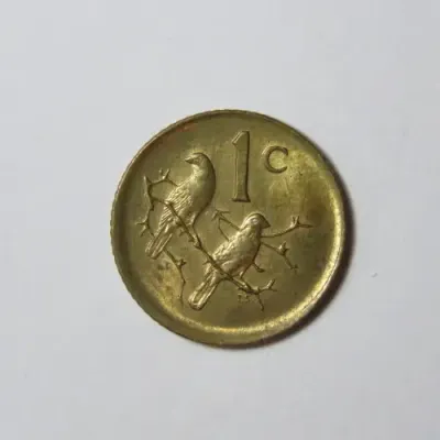 South Africa 1986 one cent with misstruck bottom reverse