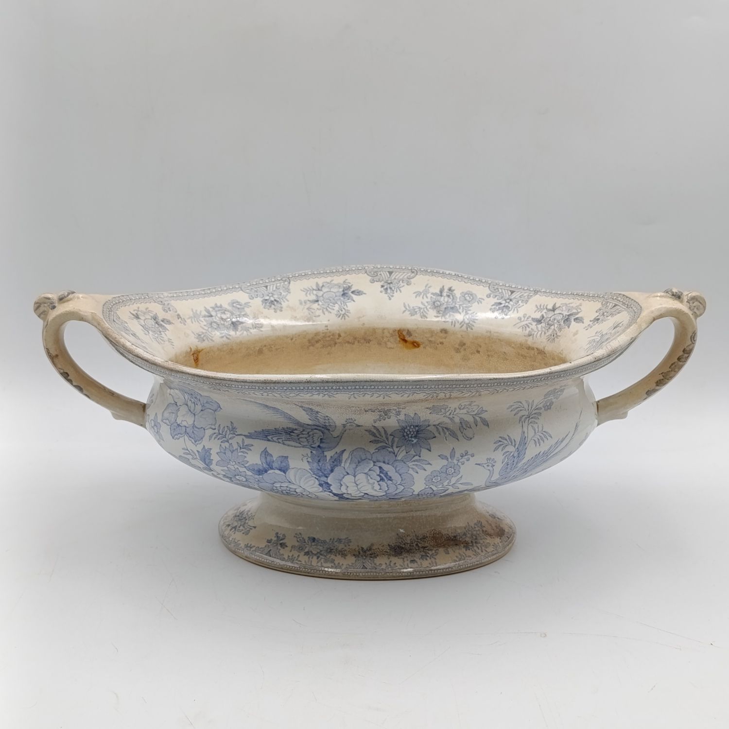 Antique 19th Century blue and white porcelain vegetable serving bowl
