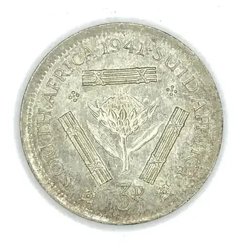 1941 SA Union Threepence 3d tickey - cracked die