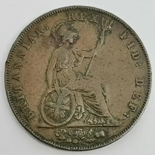 Great Britain 1827 George 3 half penny VF - better condition coin