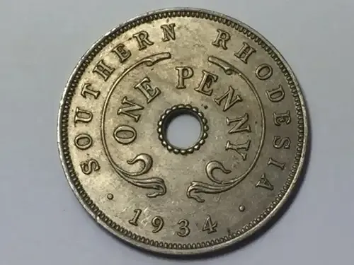 Southern Rhodesia 1934 Penny AU+