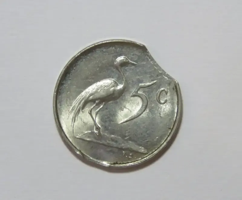 1965 Five cent with clipped planchet - Error coin
