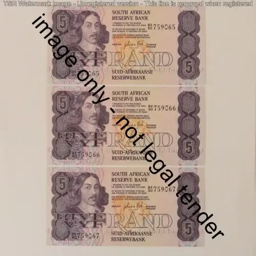 GPC de Kock 3rd issue R5 notes - 3 consecutive numbers - Uncirculated