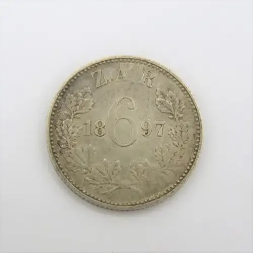 1897 ZAR Paul Kruger 6d sixpence XF