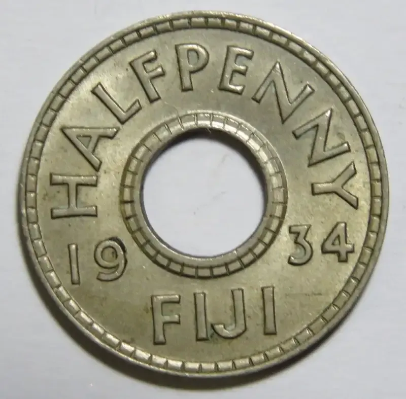 Fiji 1934 half penny AU+