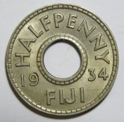 Fiji 1934 half penny AU+
