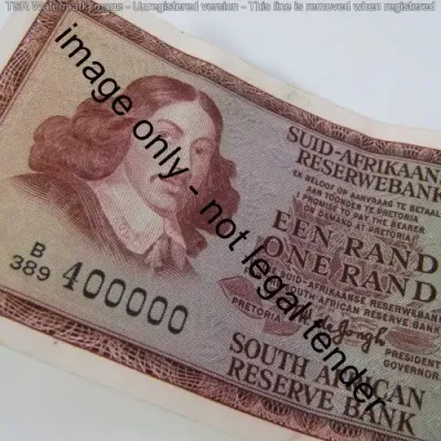 South Africa TW de Jongh 1975 issue One Rand AU - special number 400000
