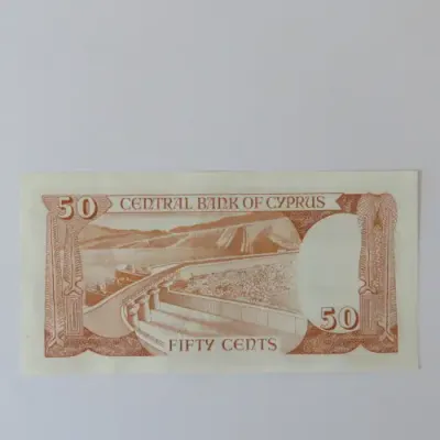 Cyprus 1989 banknote 50 cents uncirculated