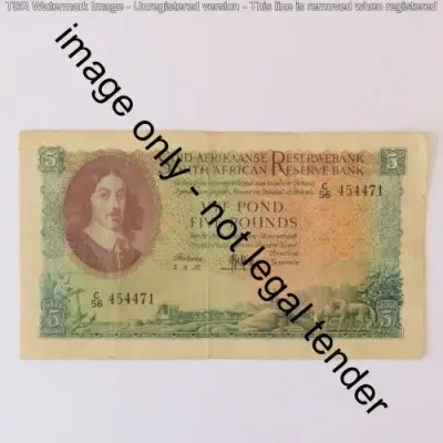 MH de Kock 3rd issue 7-3-57 5 pound Afr over Eng