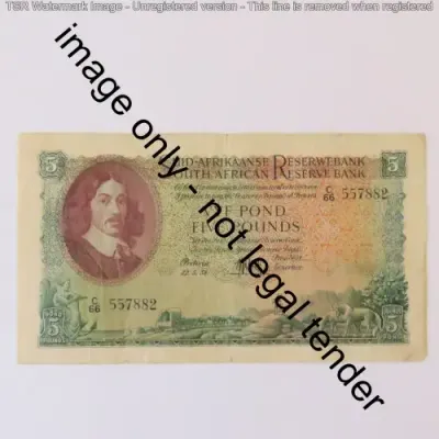 MH de Kock 3rd issue 22-5-58 Afr over Eng 5 pound