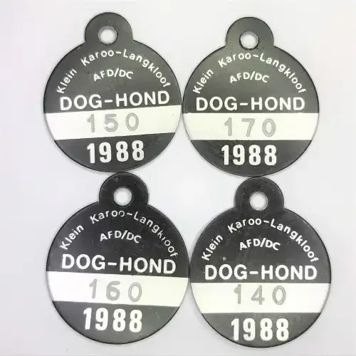 4 Klein Karoo Dog Licenses with no`s 140, 150, 160 and 170 - all 1988