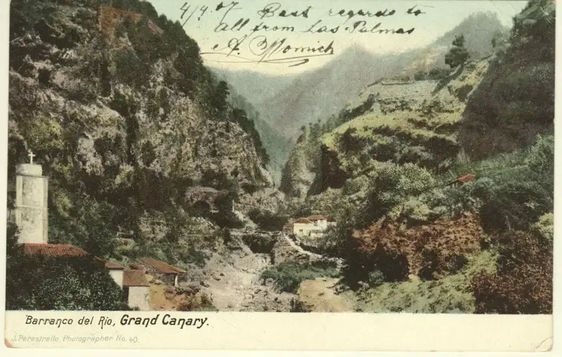 Postal History Card from Las Palmas to Cape Town by postal boat