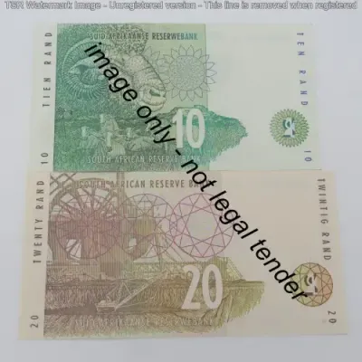 RSA Mboweni 1st issue R10 and R20 banknote - UNC but slightly impaired
