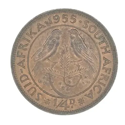 1955 SA Union Farthing - UNC - Badly cracked die - Both sides