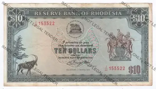 1976 Rhodesia 10 Dollars
