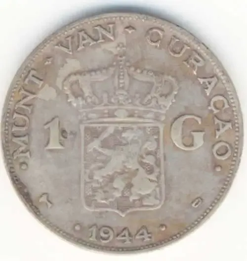 1944 Curacao 1 Gulden - Wilhelmina