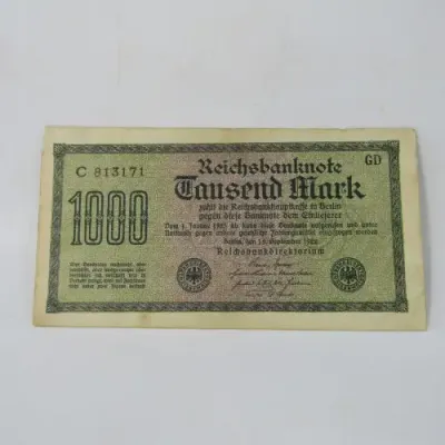 Lot of 4 different types of 1000 Mark Reichs bank notes - different colors